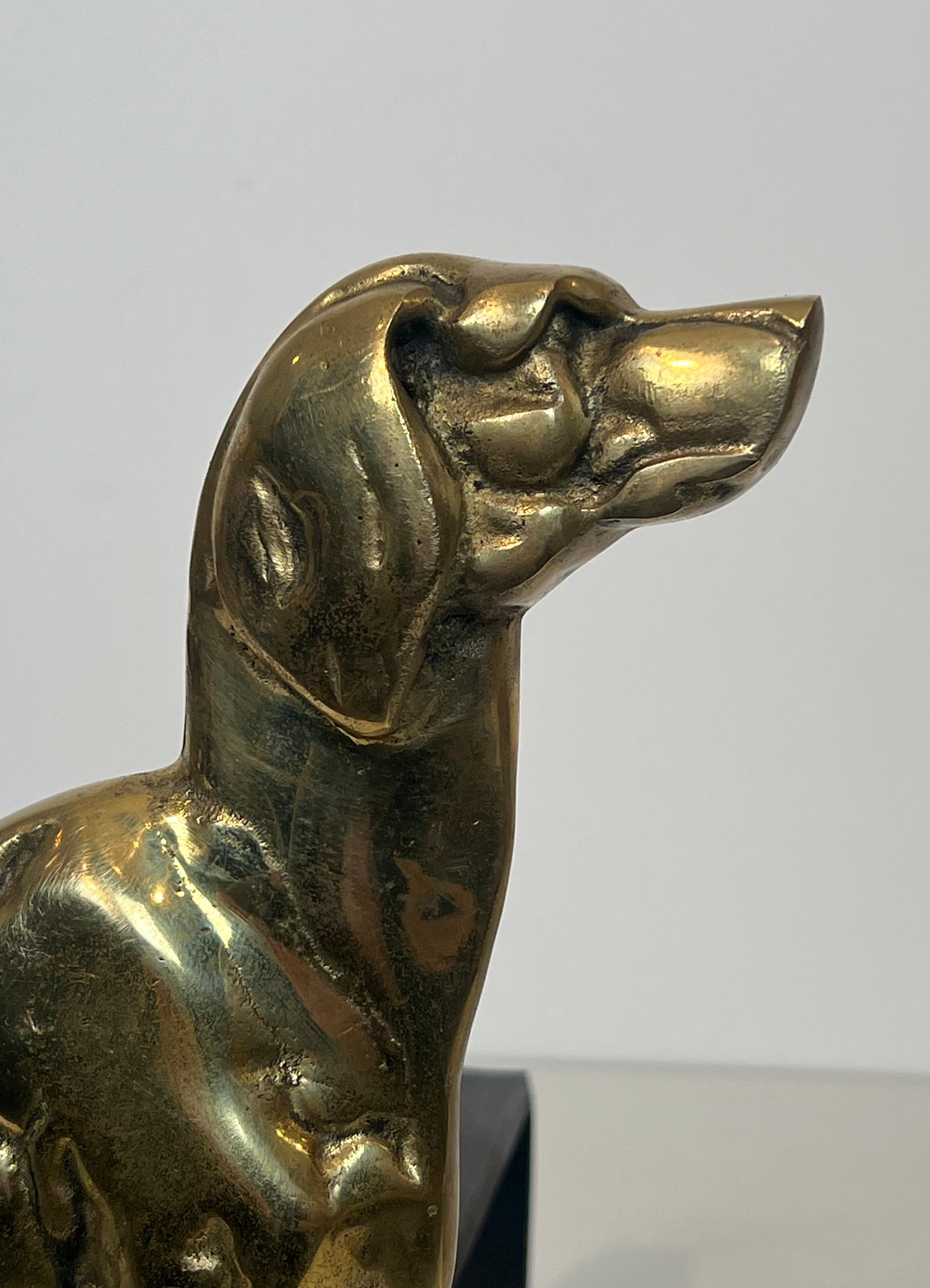 Pair of Chiseled Bronze Andirons Representing Dogs For Sale 2