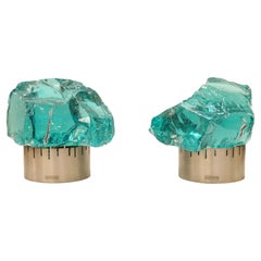 Pair of Chiseled Crystal Table Lamps by Max Ingrand for Saint Gobain  