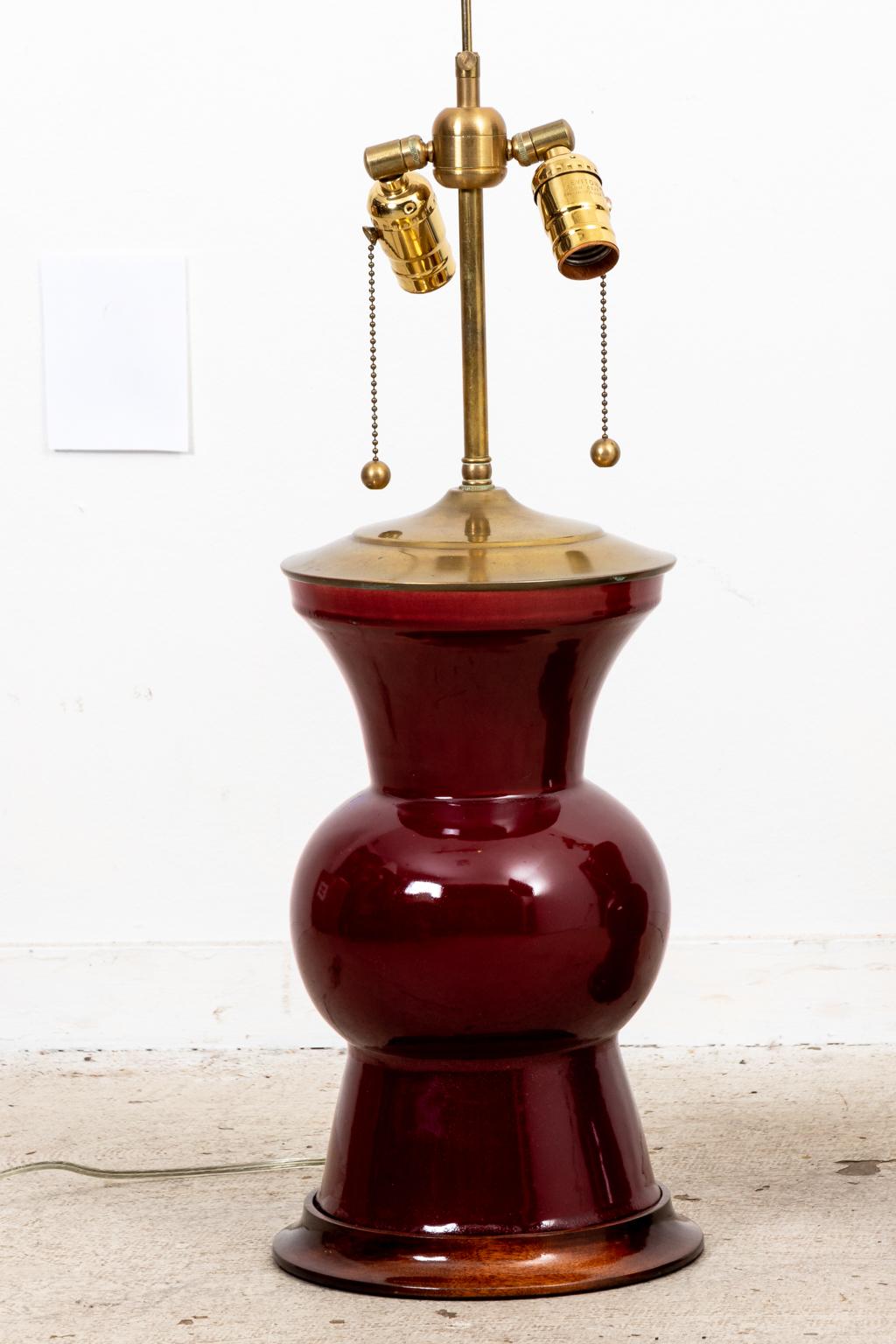American Pair of Chistopher Spitzmiller Burgundy Gregory Lamps
