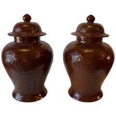 Pair of Chocolate Cachepots