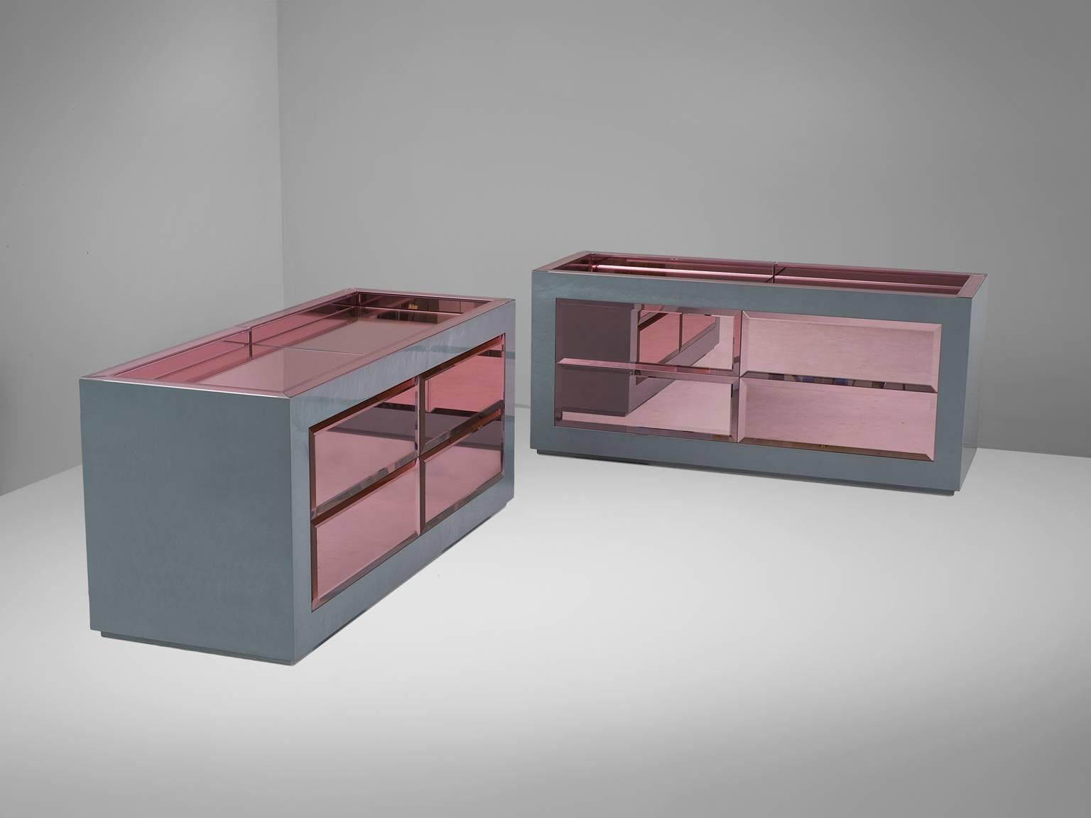 European Pair of Christian Lacroix Sideboards in Grey and Pink  