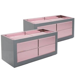 Pair of Christian Lacroix Sideboards in Grey and Pink  