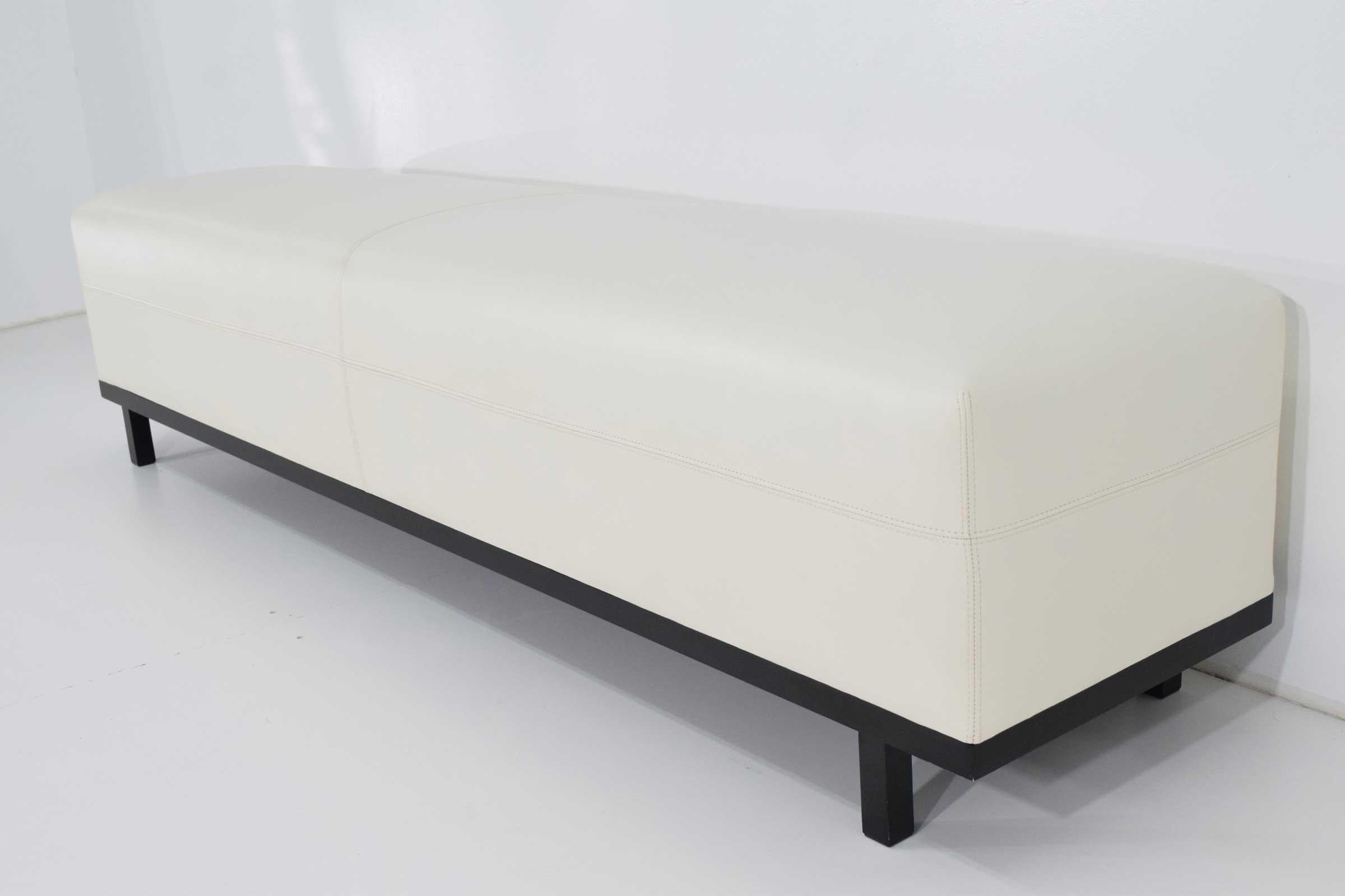 French Pair of Christian Liaigre Nankin Benches in White Leather