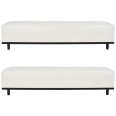 Pair of Christian Liaigre Nankin Benches in White Leather