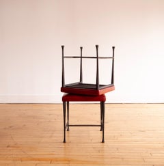 Pareja de taburetes Christian Liaigre "Sudd" Piel roja