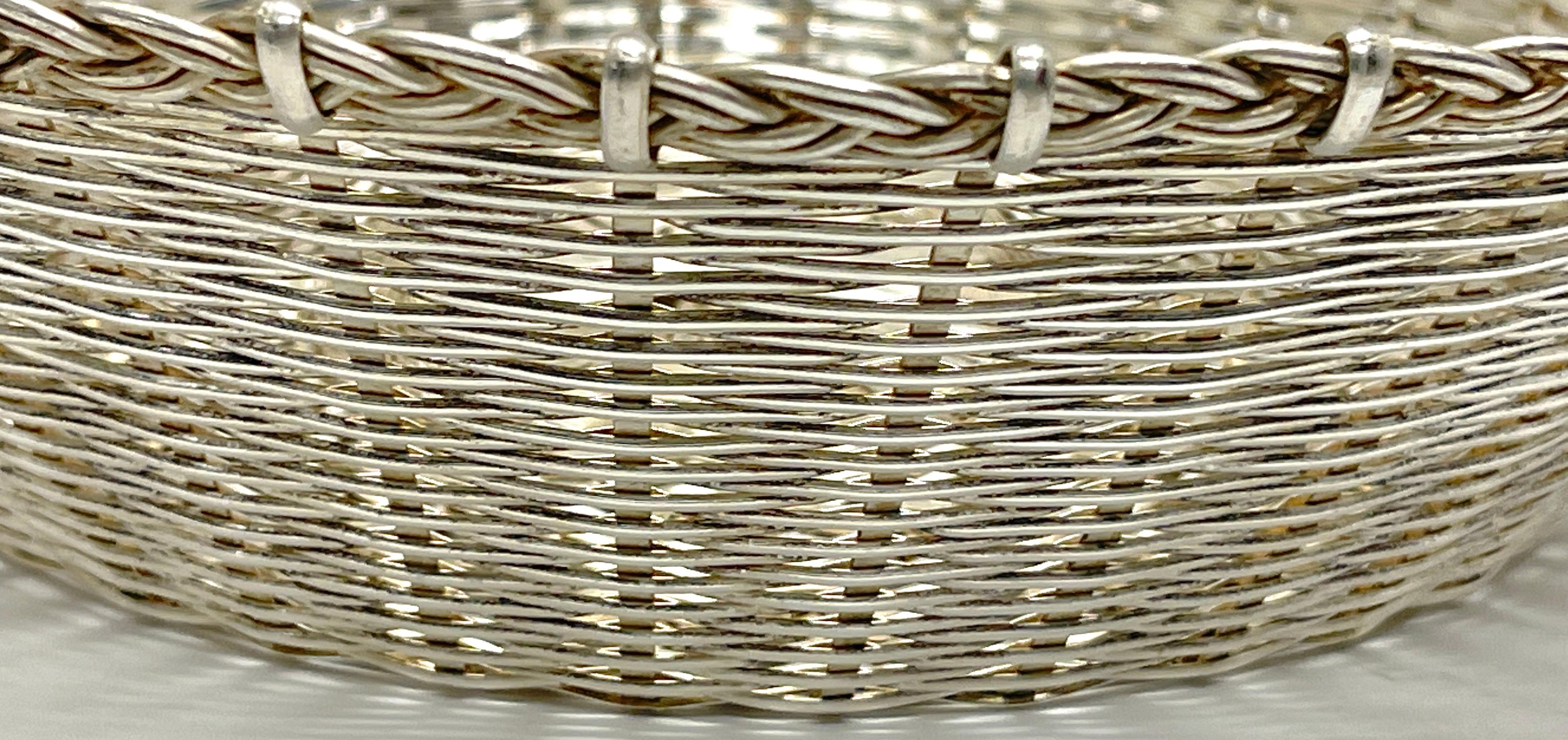 Pair of Christofle 'Atrib.' Silverplated Woven Baskets For Sale 3
