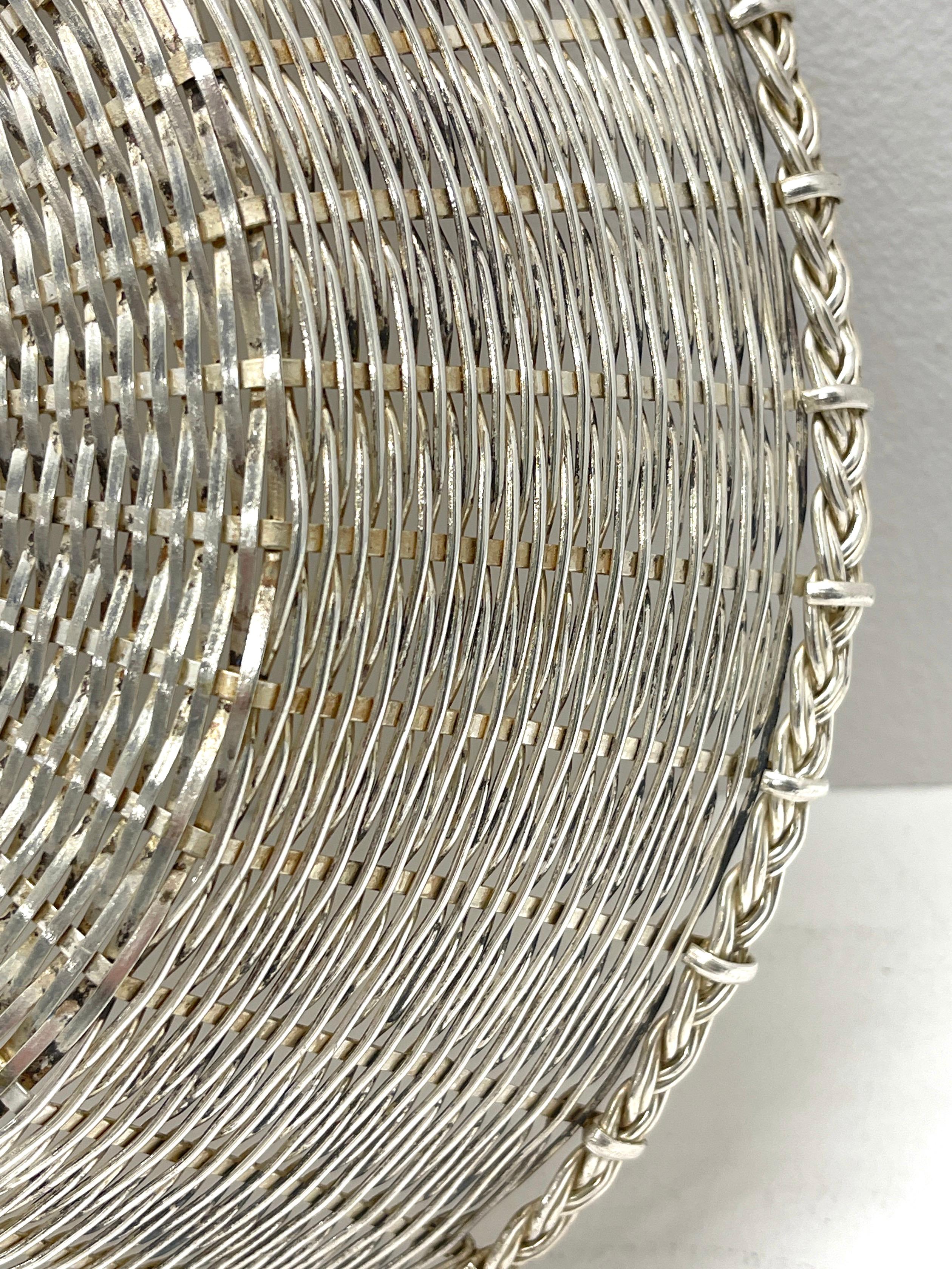 Pair of Christofle 'Atrib.' Silverplated Woven Baskets For Sale 5