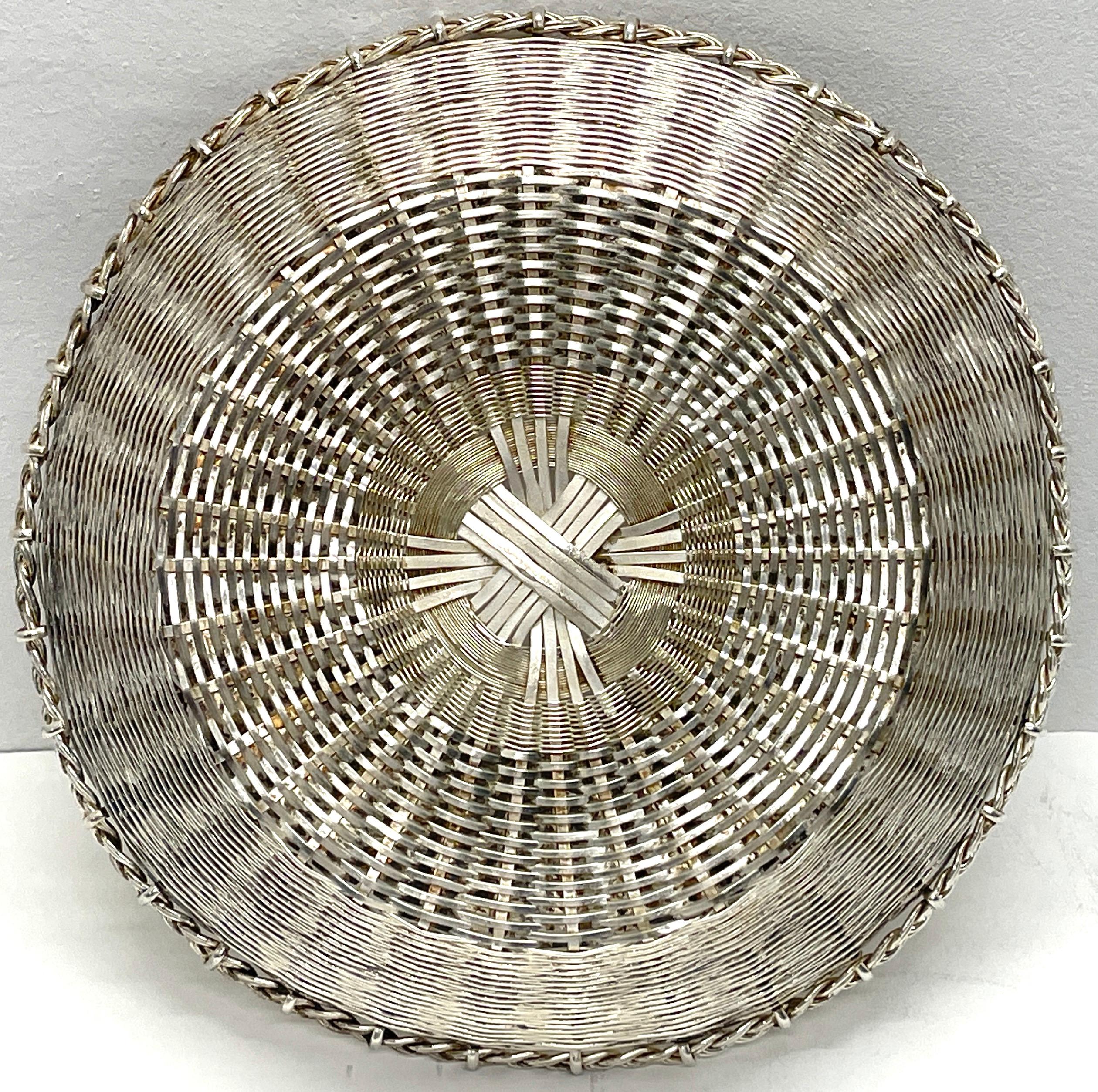 Pair of Christofle 'Atrib.' Silverplated Woven Baskets For Sale 6