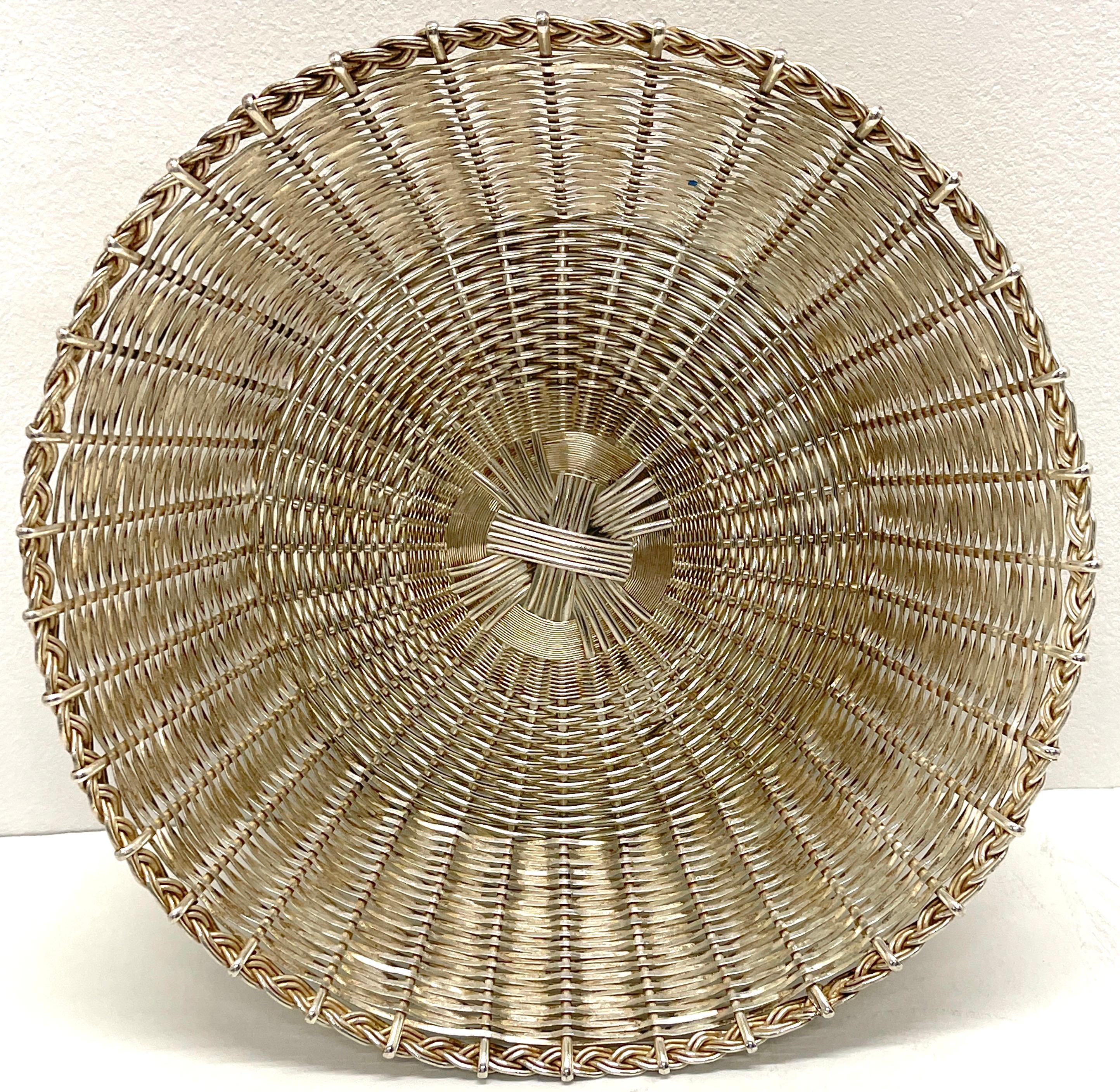 20th Century Pair of Christofle 'Atrib.' Silverplated Woven Baskets For Sale