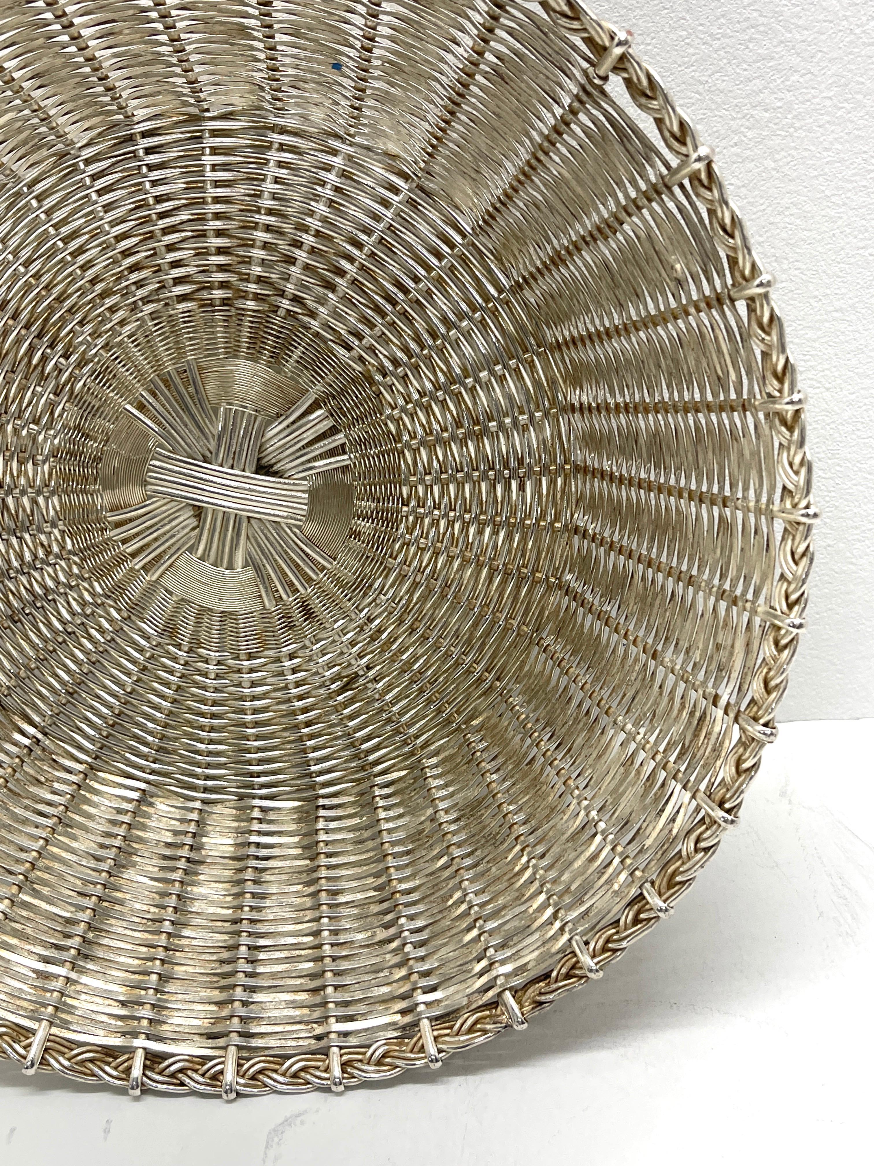 Pair of Christofle 'Atrib.' Silverplated Woven Baskets For Sale 2