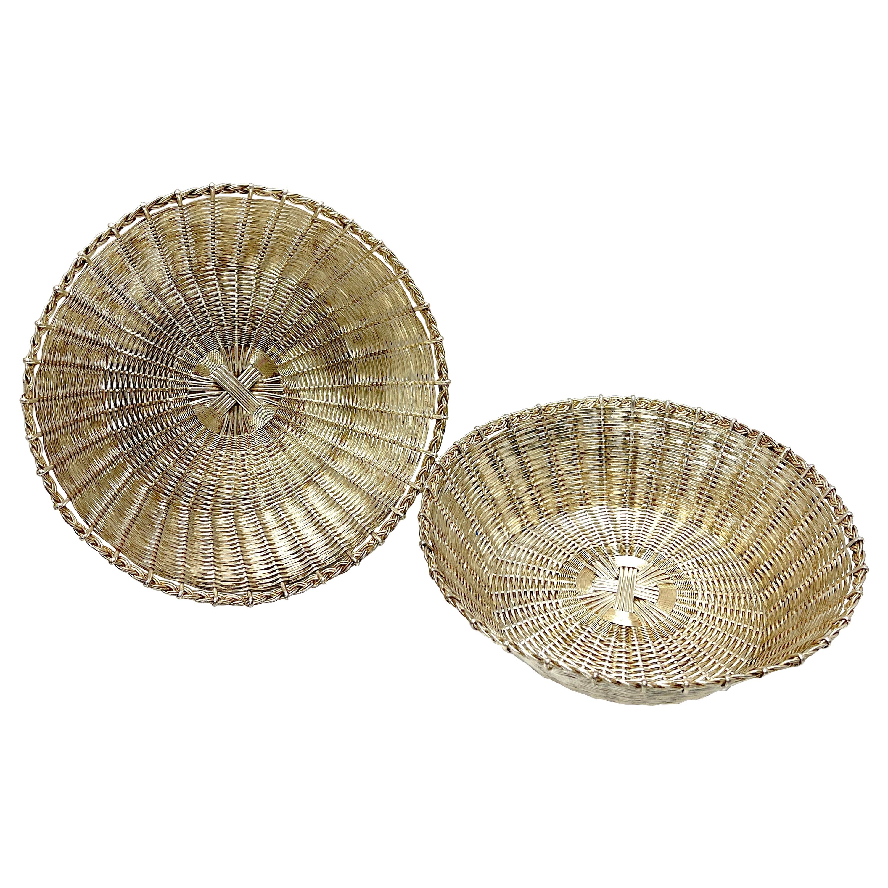 Pair of Christofle 'Atrib.' Silverplated Woven Baskets For Sale