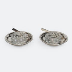 Pair of Christofle Silver and Crystal Condiment Dishes or Salt Cellars