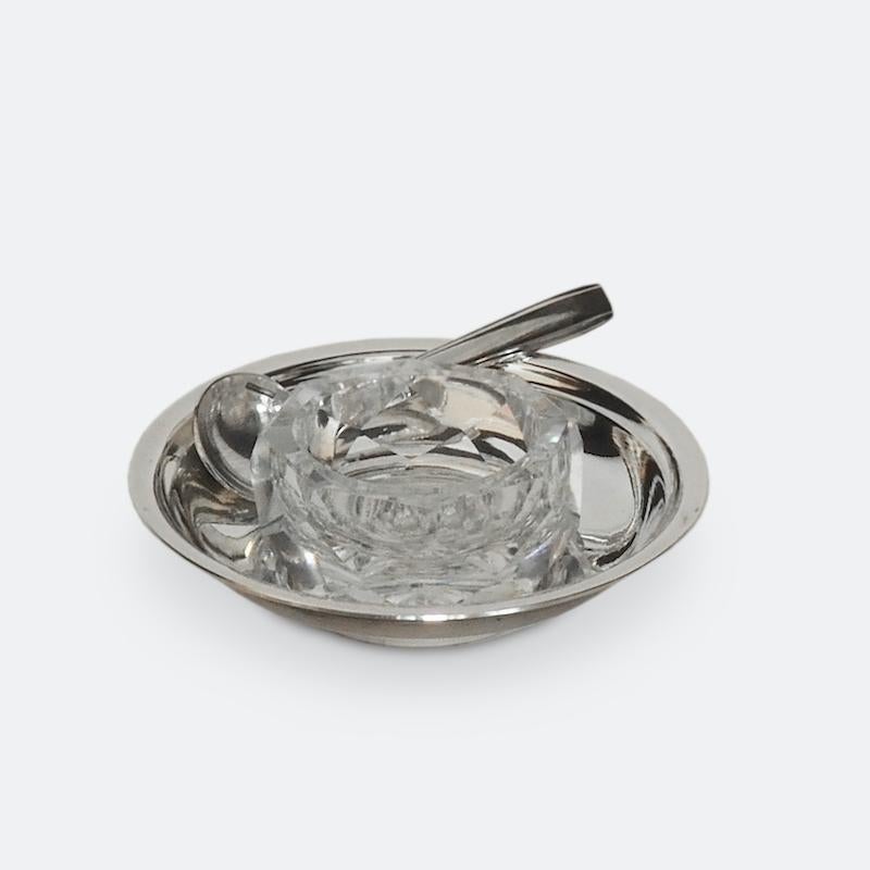 Pair of Christofle Silver and Crystal Condiment Dishes or Salt Cellars In Good Condition In London, GB