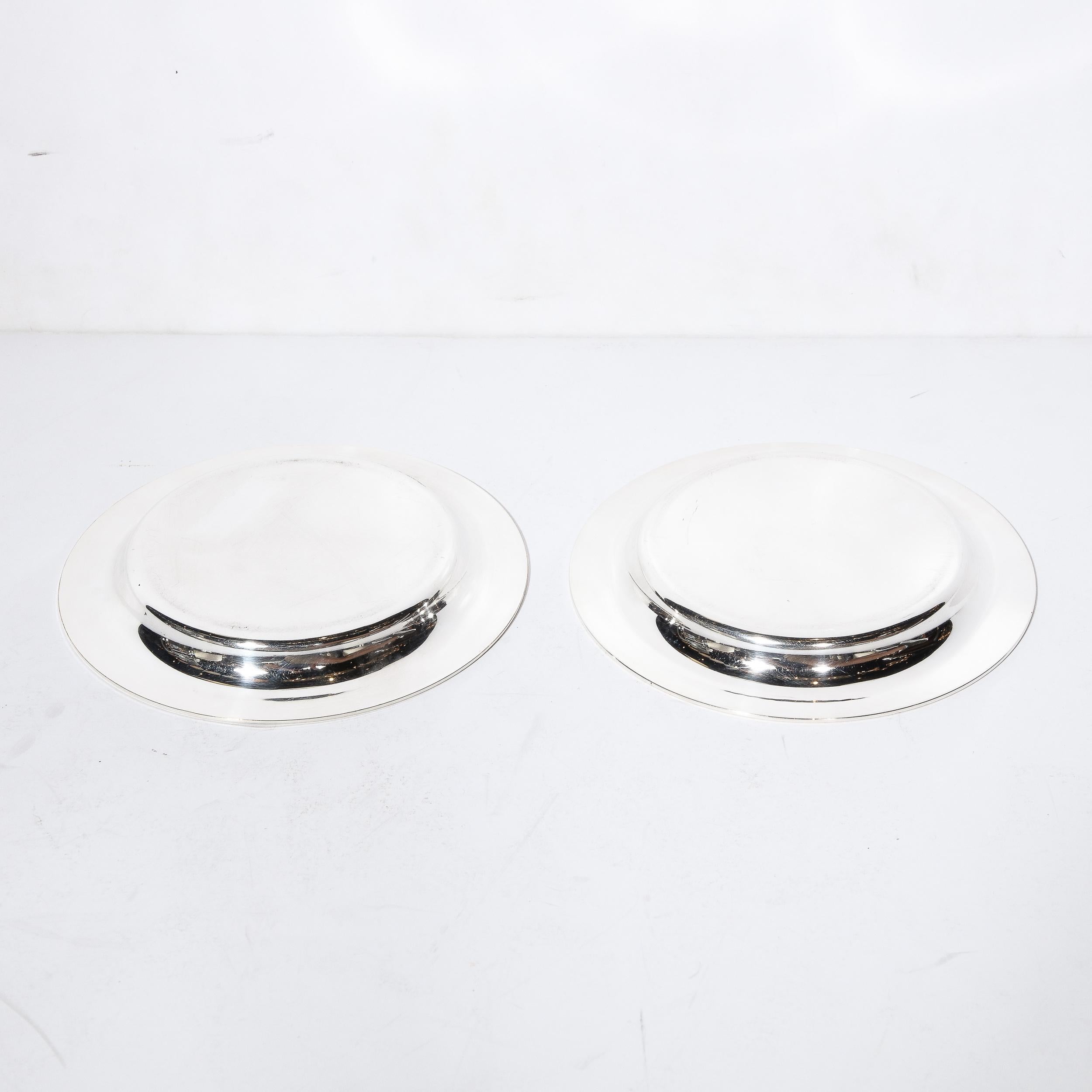 Pair of Christofle Silver-Plated Art Deco Style Wine Coasters 4
