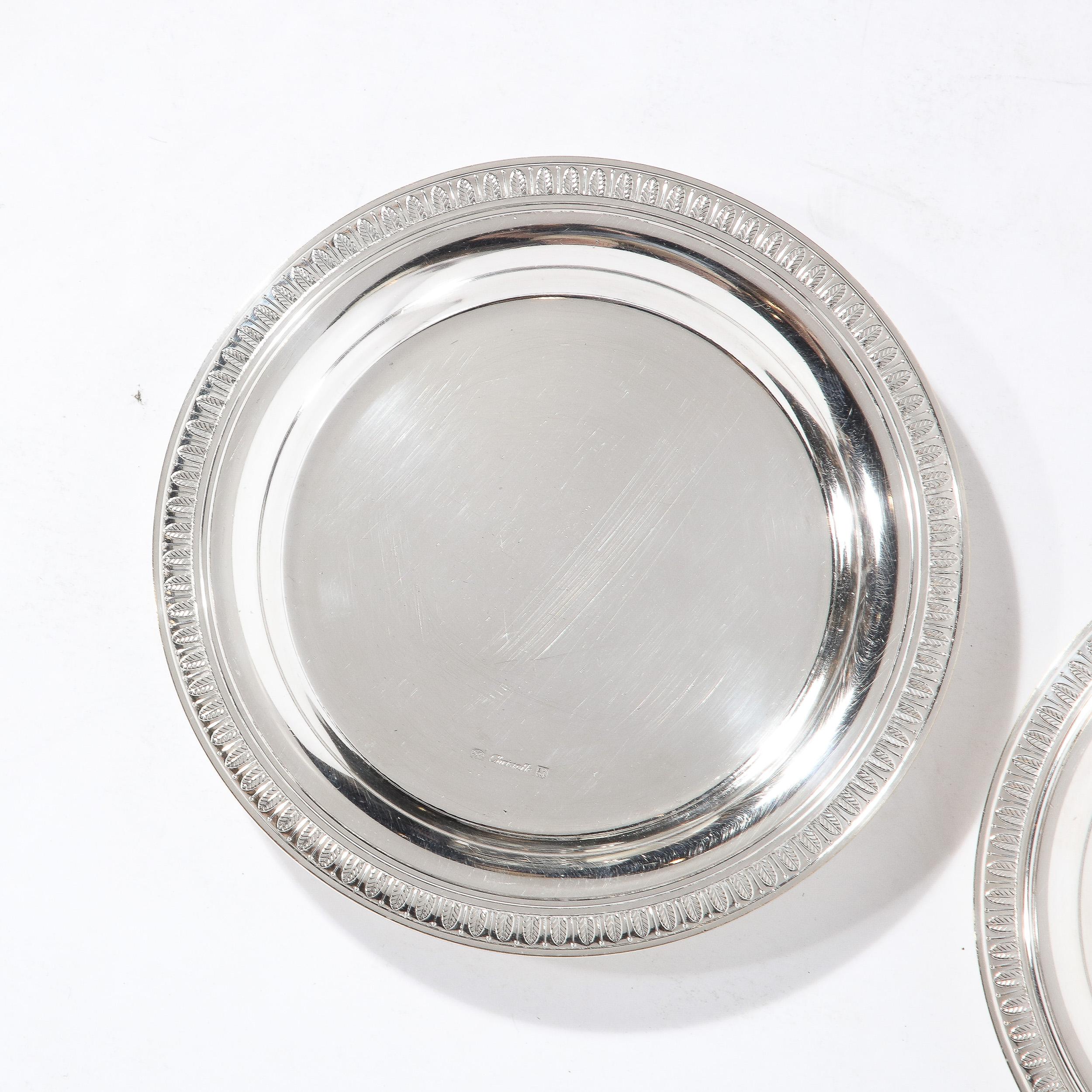 Pair of Christofle Silver-Plated Art Deco Style Wine Coasters 10