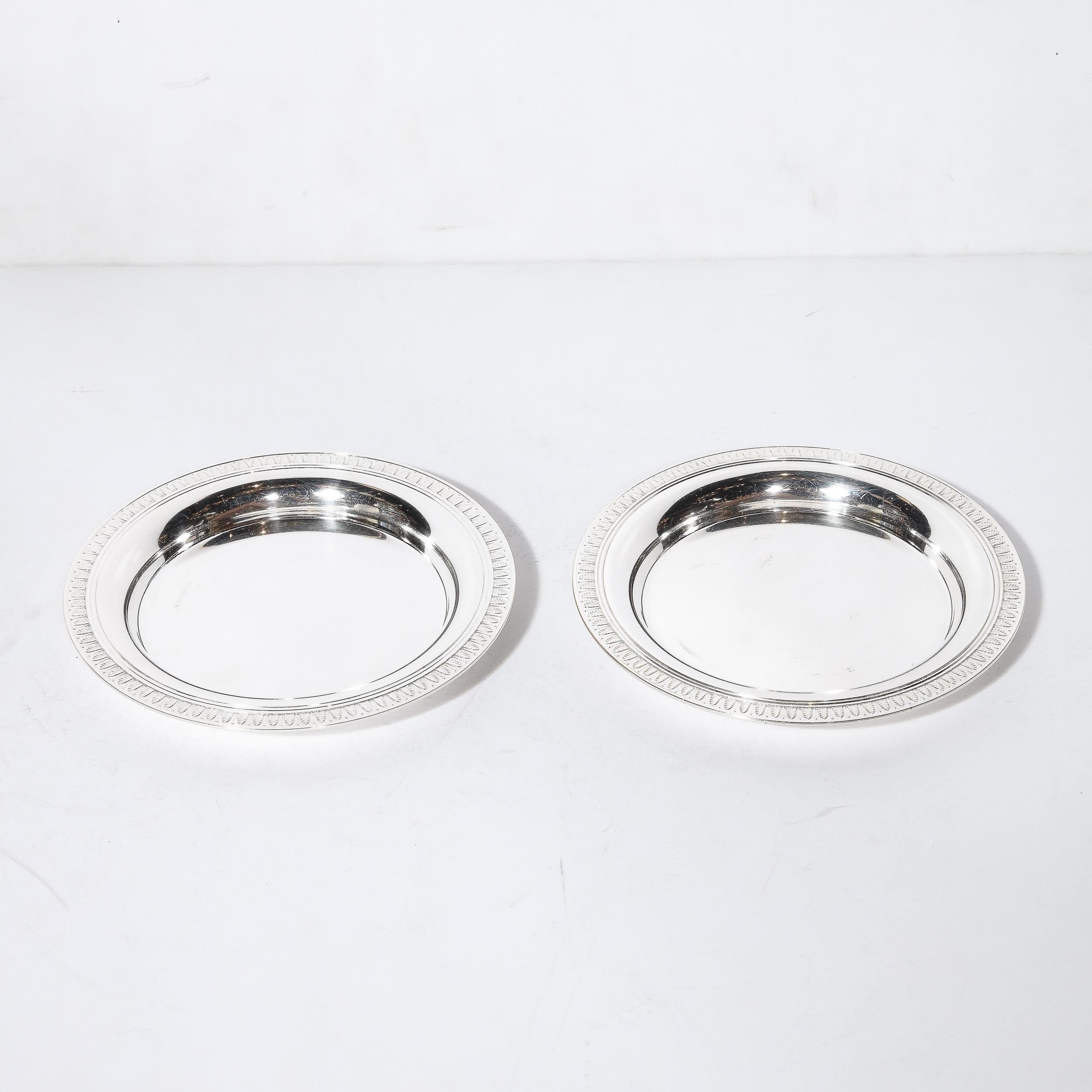 Contemporary Pair of Christofle Silver-Plated Art Deco Style Wine Coasters