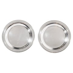 Pair of Christofle Silver-Plated Art Deco Style Wine Coasters