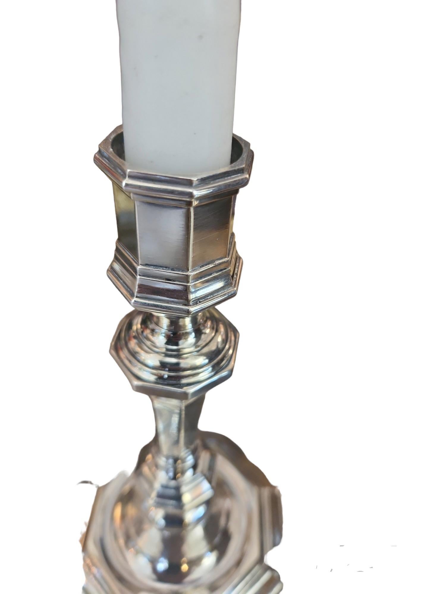 Pair of Christofle Silver-Plated Candlesticks In Good Condition For Sale In Los Angeles, CA