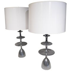 Pair of Christopher Anthony Ltd. "Metro" Table Lamps in Aluminum Coated Finish
