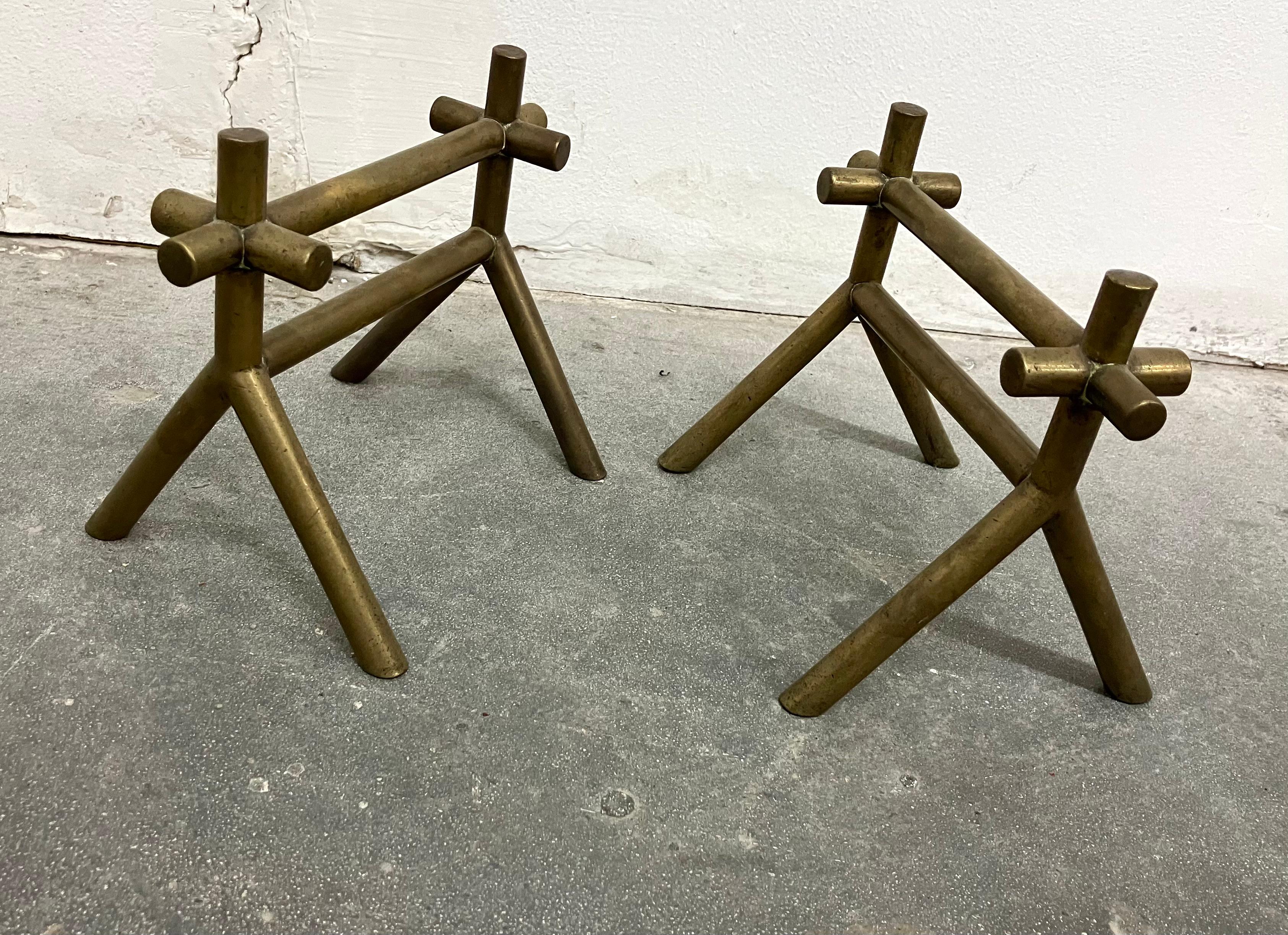 Pair of Christopher Dresser Brass Firedogs For Sale 6