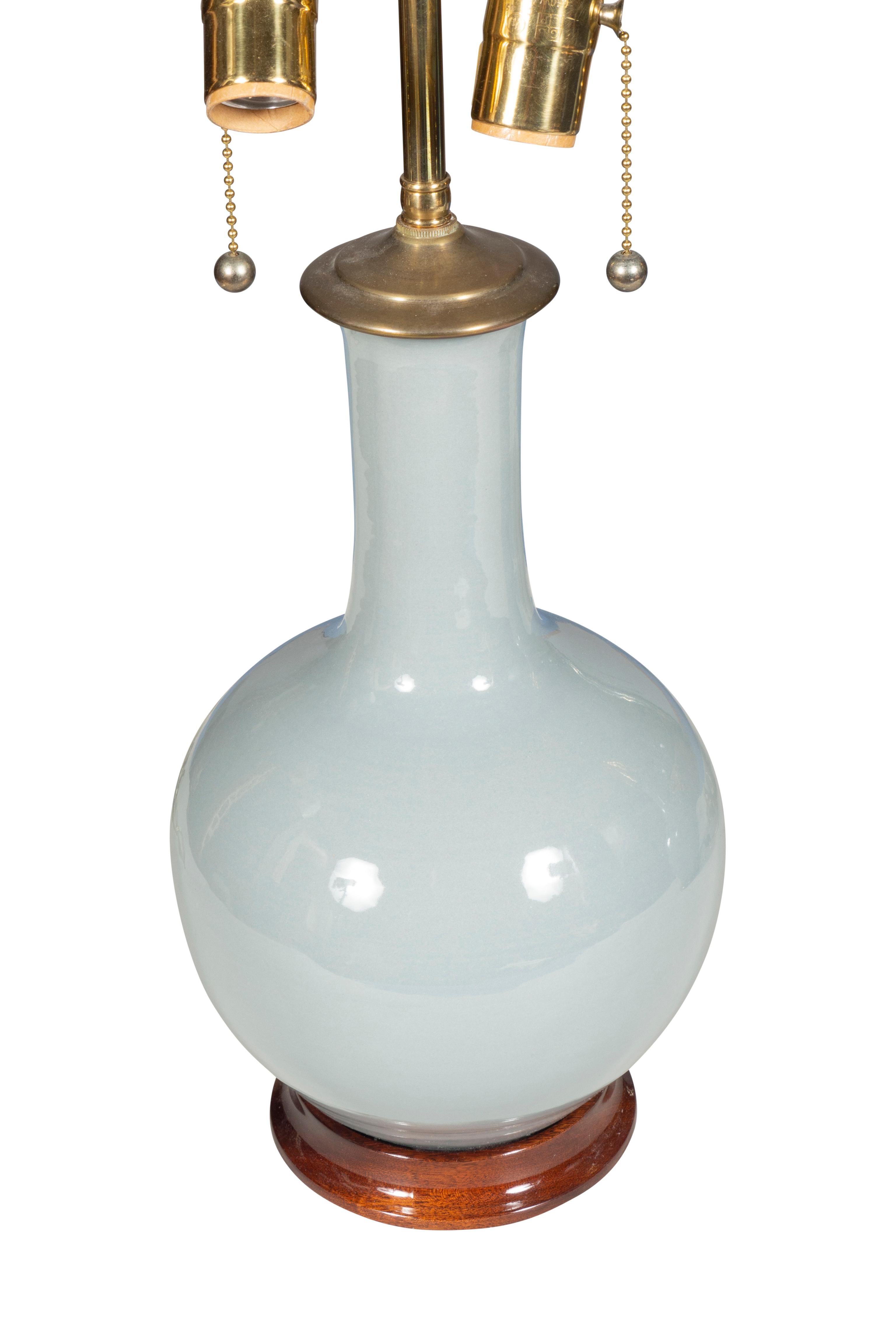Brass Pair of Christopher Spitzmiller Ceramic Table Lamps For Sale