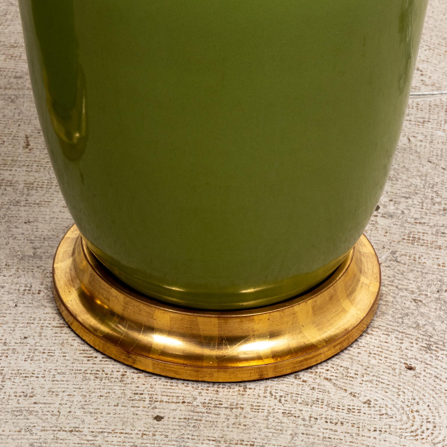 American Pair of Christopher Spitzmiller Green Avocado Large Lamps