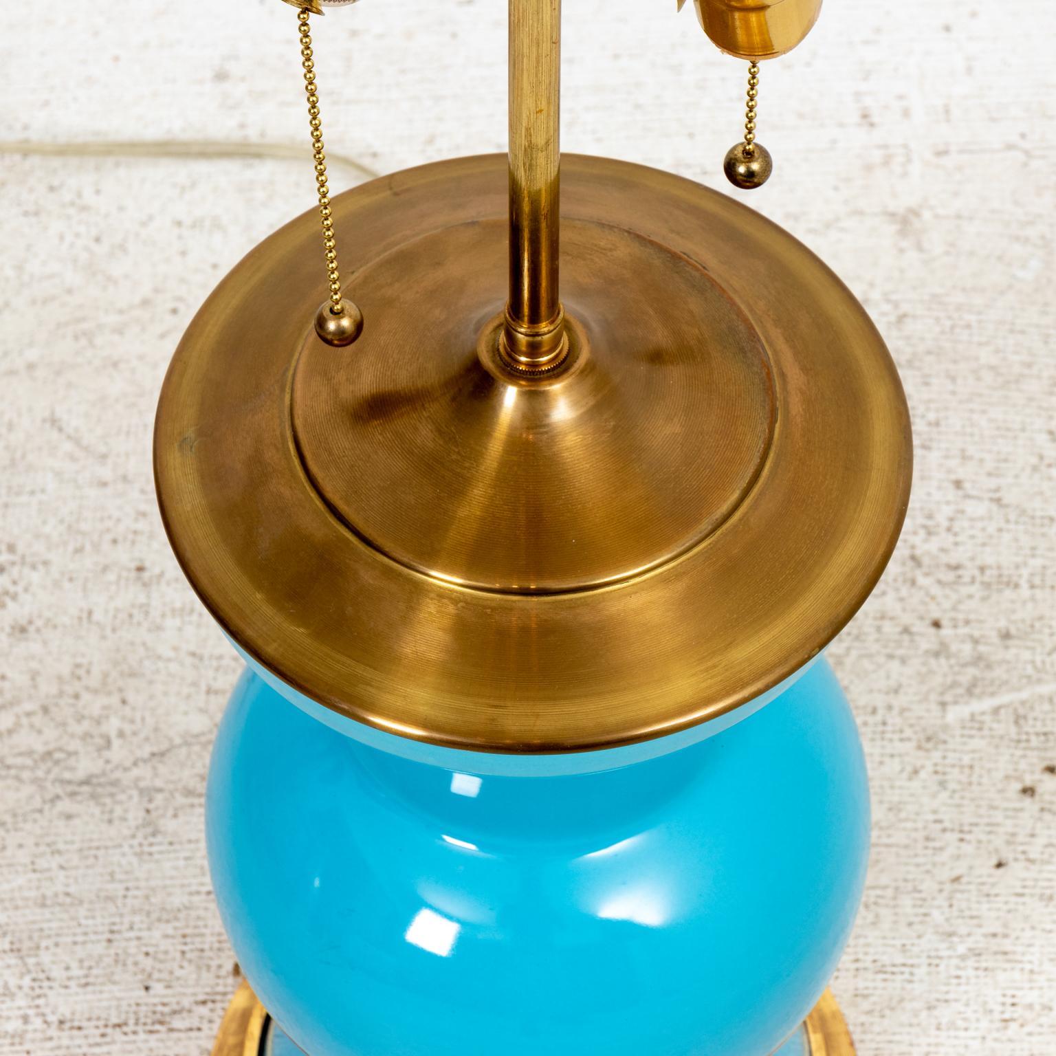 American Pair of Christopher Spitzmiller Gregory Blue Ginger Jar Lamps