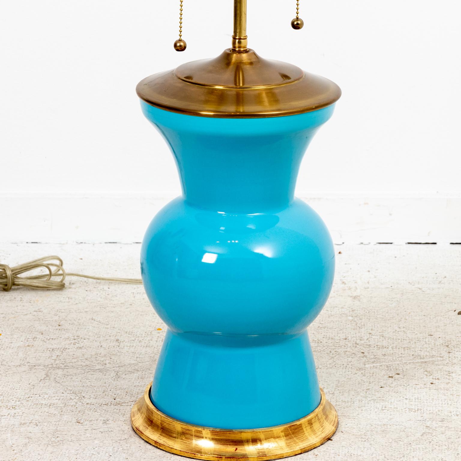 Pair of Christopher Spitzmiller Gregory Blue Ginger Jar Lamps In Good Condition In Stamford, CT