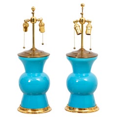 Pair of Christopher Spitzmiller Gregory Blue Ginger Jar Lamps