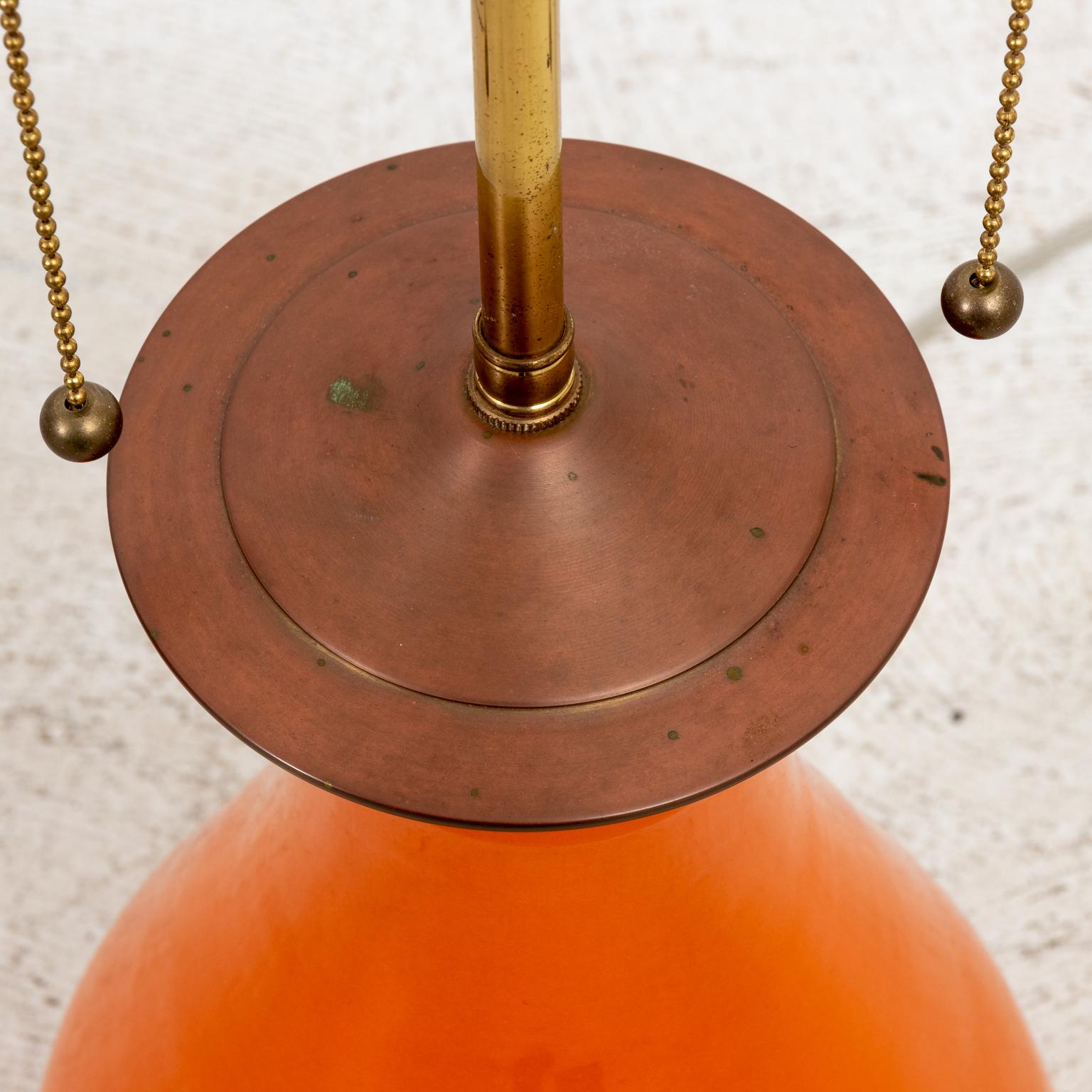 American Pair of Christopher Spitzmiller Large Orange Lamps