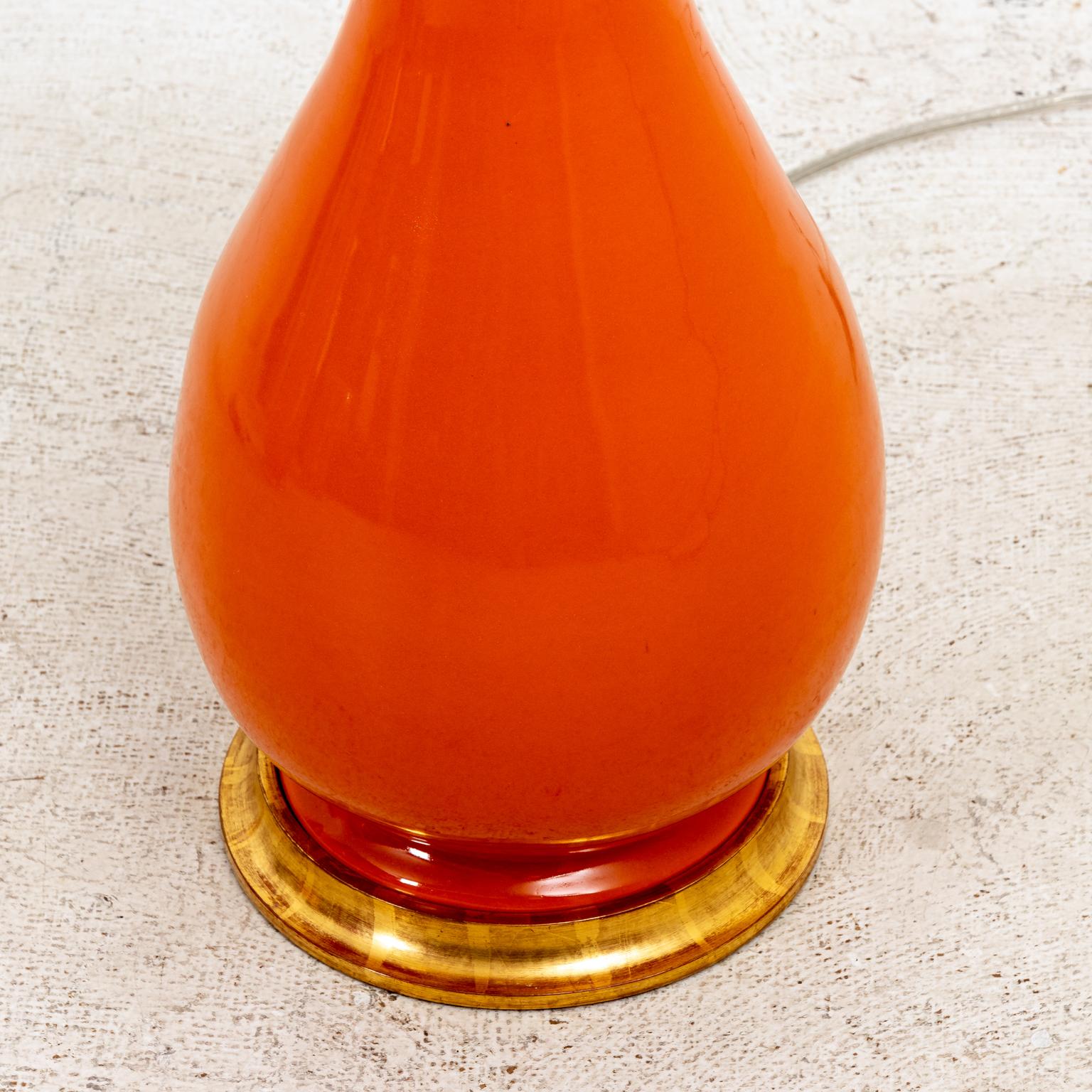 Pair of Christopher Spitzmiller Large Orange Lamps In Good Condition In Stamford, CT