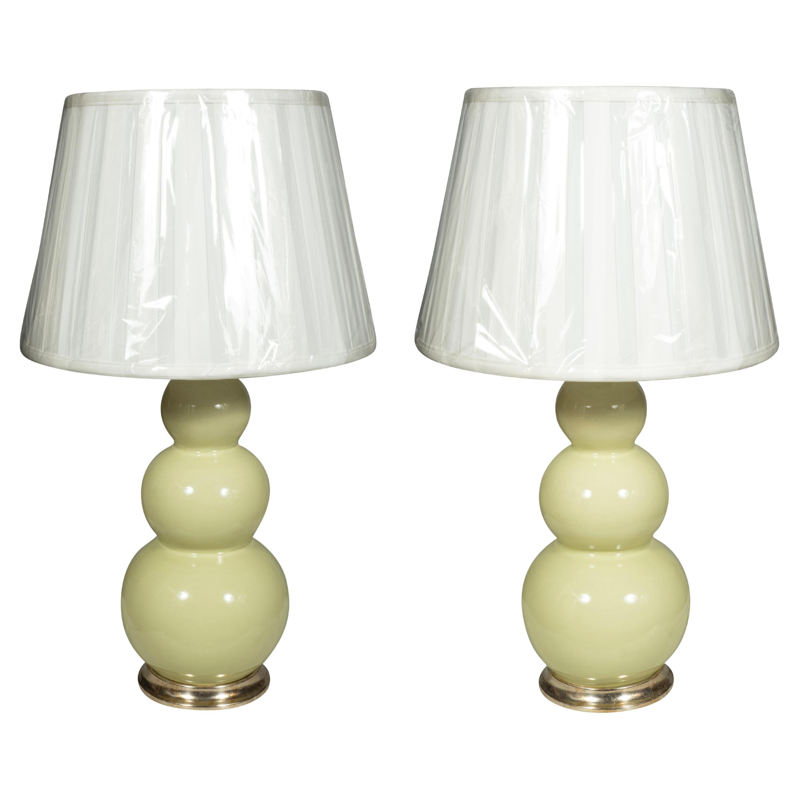 Pair Of Christopher Spitzmiller Triple Gourd Table Lamps