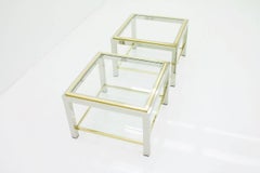 Ein Beistelltisch aus Chromglas und Messing, 1970er Jahre