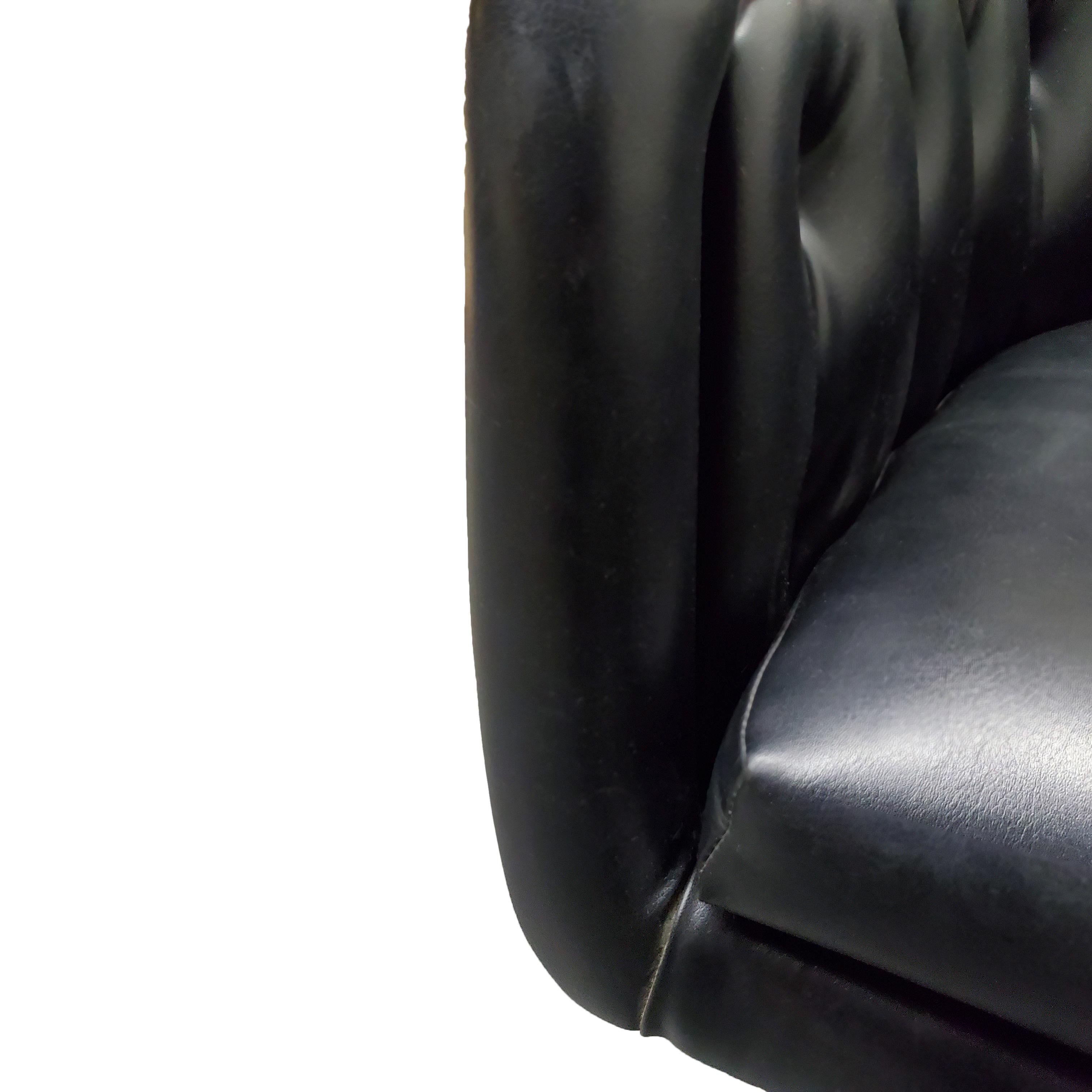 Upholstery Pair of Chromcraft Black Tufted Swivel Lounge Chairs