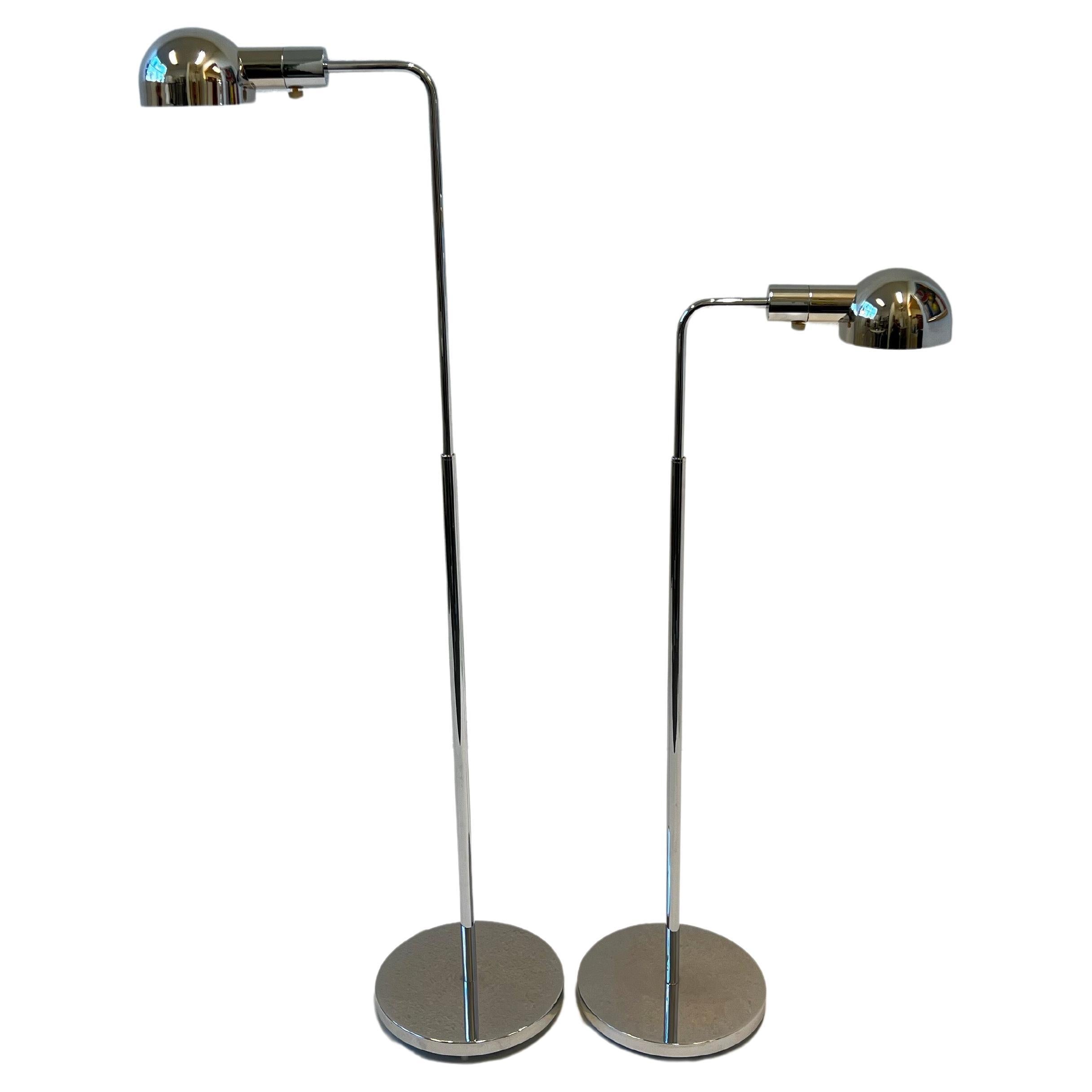 Pair of Chrome Adjustable Floor Lamps by Casella Lighting 