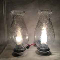 Pair of Chrome and Air Bubble Glass Vanity Sconces, 1970s
