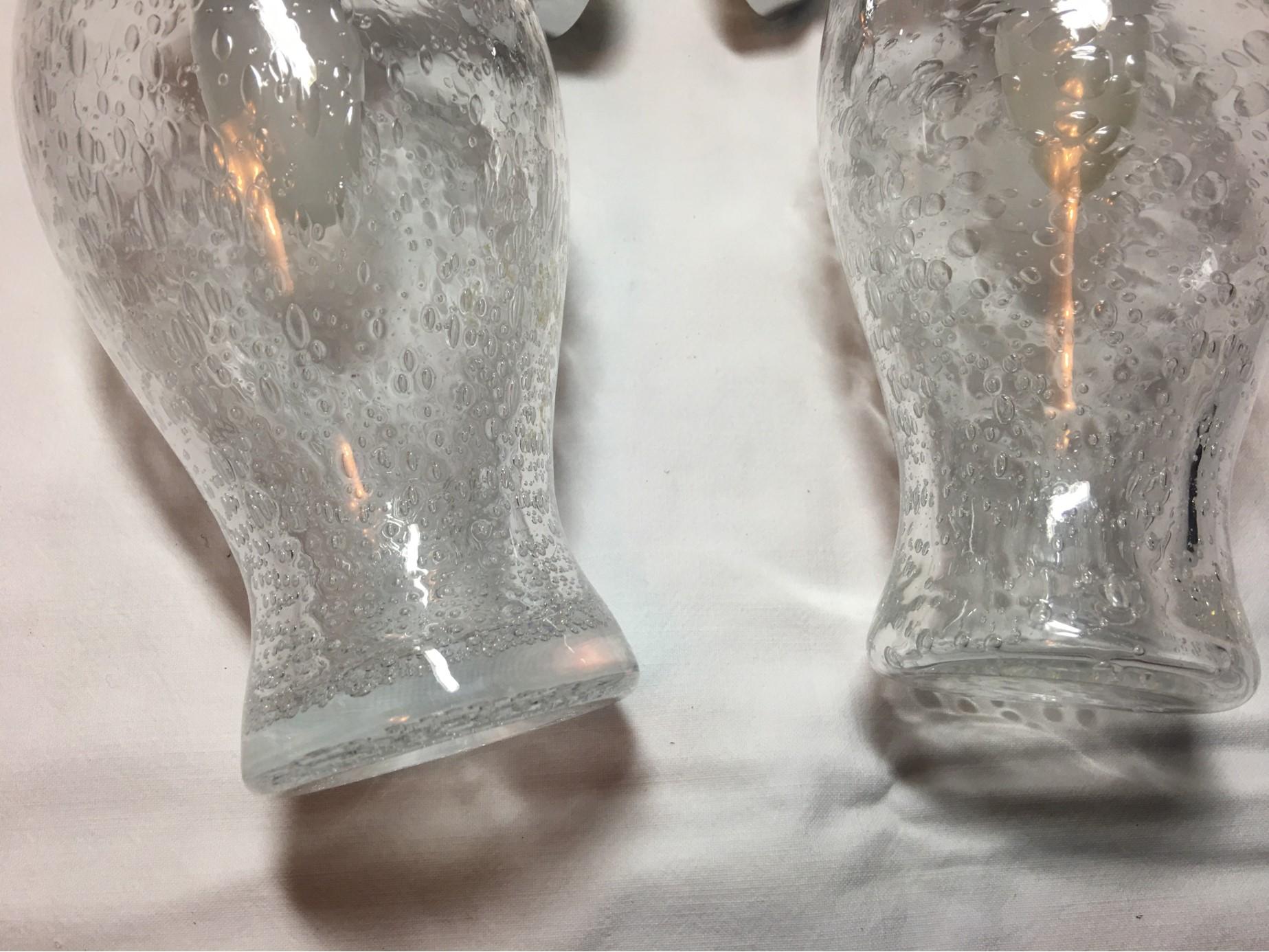 Pair of Chrome and Air Bubble Glass Vanity Sconces, 1970s For Sale 3