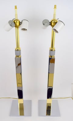 Pair of Chrome and Brass Lamps by Stewart Ross James for Hansen