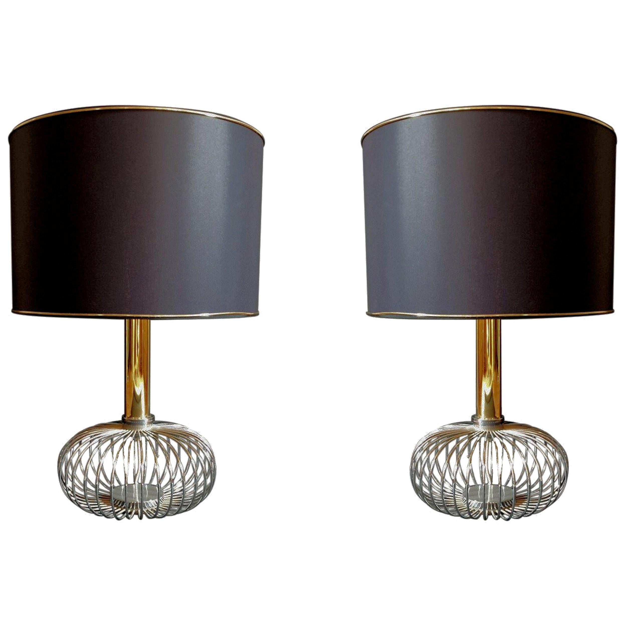 Pair of Large Adrian Pearsall Style Walnut MidCentury Modern Lamps at