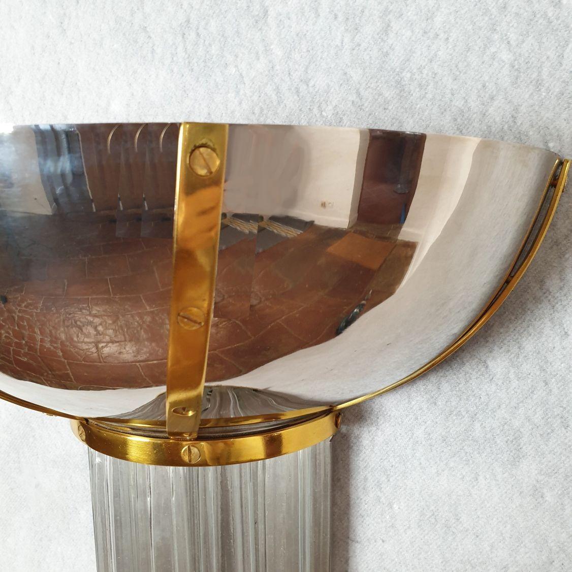Pair of Chrome and Brass sconces - Set of 10 For Sale 2