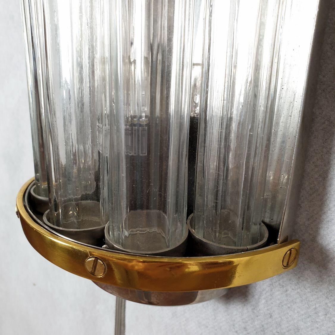 Pair of Chrome and Brass sconces - Set of 10 For Sale 3