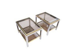 Pair of Chrome and Brass Side Tables Signed by "Jean Charles"