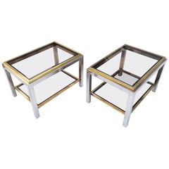 Pair of Chrome and Brass Side Tables Signed by "Jean Charles"