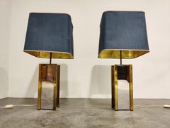 Pair of Chrome and Brass Table Lamps, 1970s