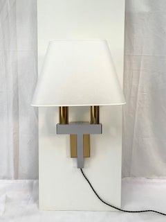 Pair of Chrome and Brass Wall Lights in the Style of Willy Rizzo, 1970s