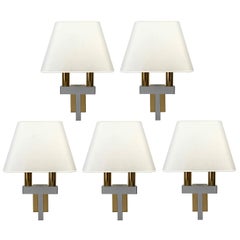Pair of Chrome and Brass Wall Lights in the Style of Willy Rizzo, 1970s