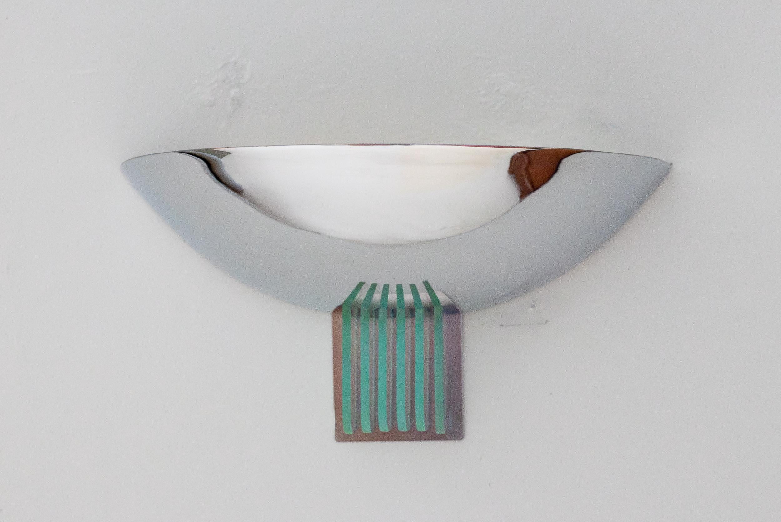 Pair of Chrome and Crystal Italian Sconces For Sale 4