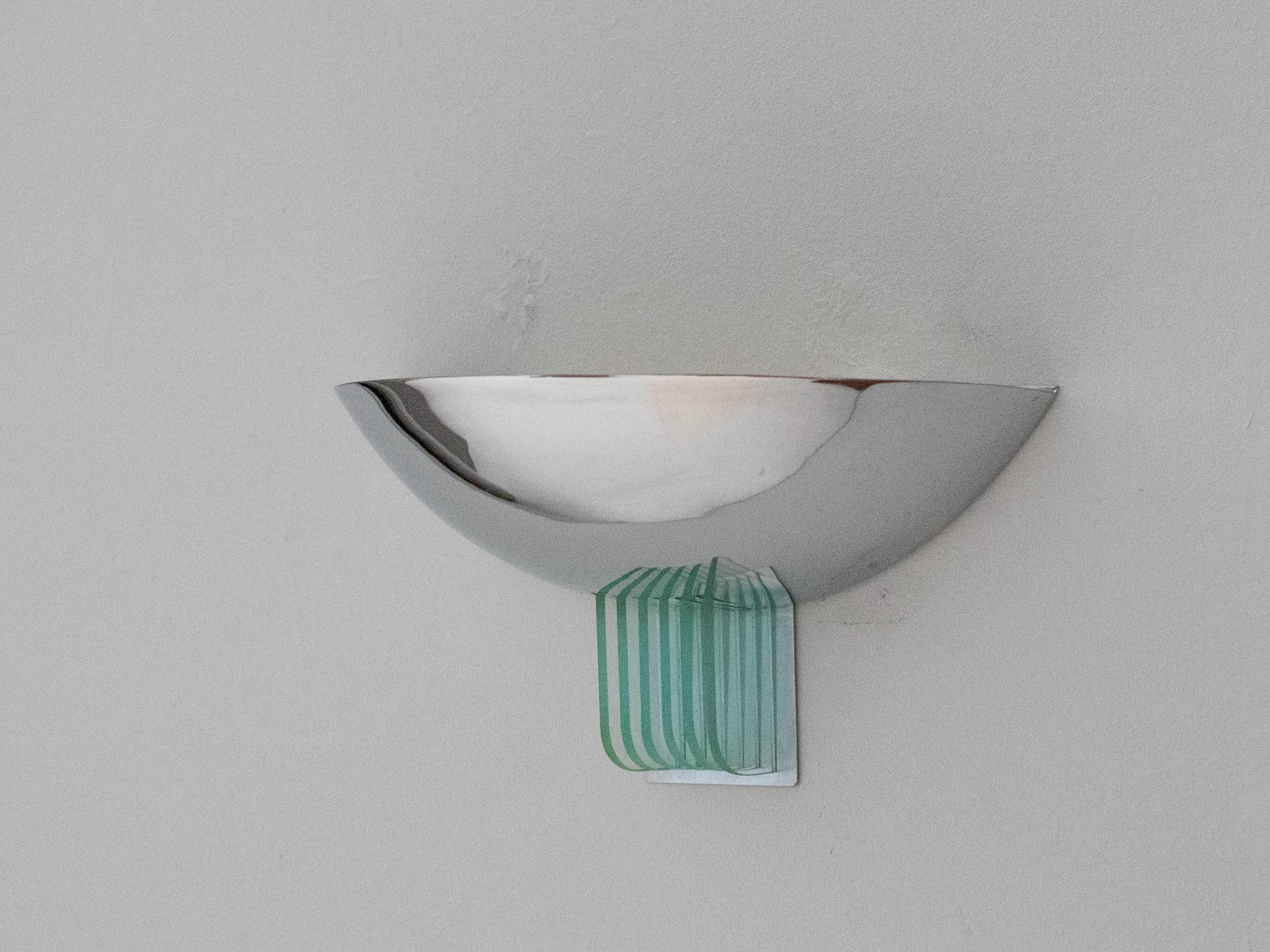 Pair of Chrome and Crystal Italian Sconces In Good Condition For Sale In Dronten, NL