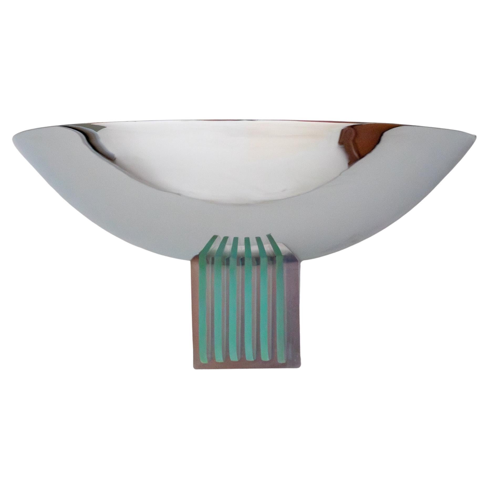 Pair of Chrome and Crystal Sconces, Italy, 1960
s For Sale