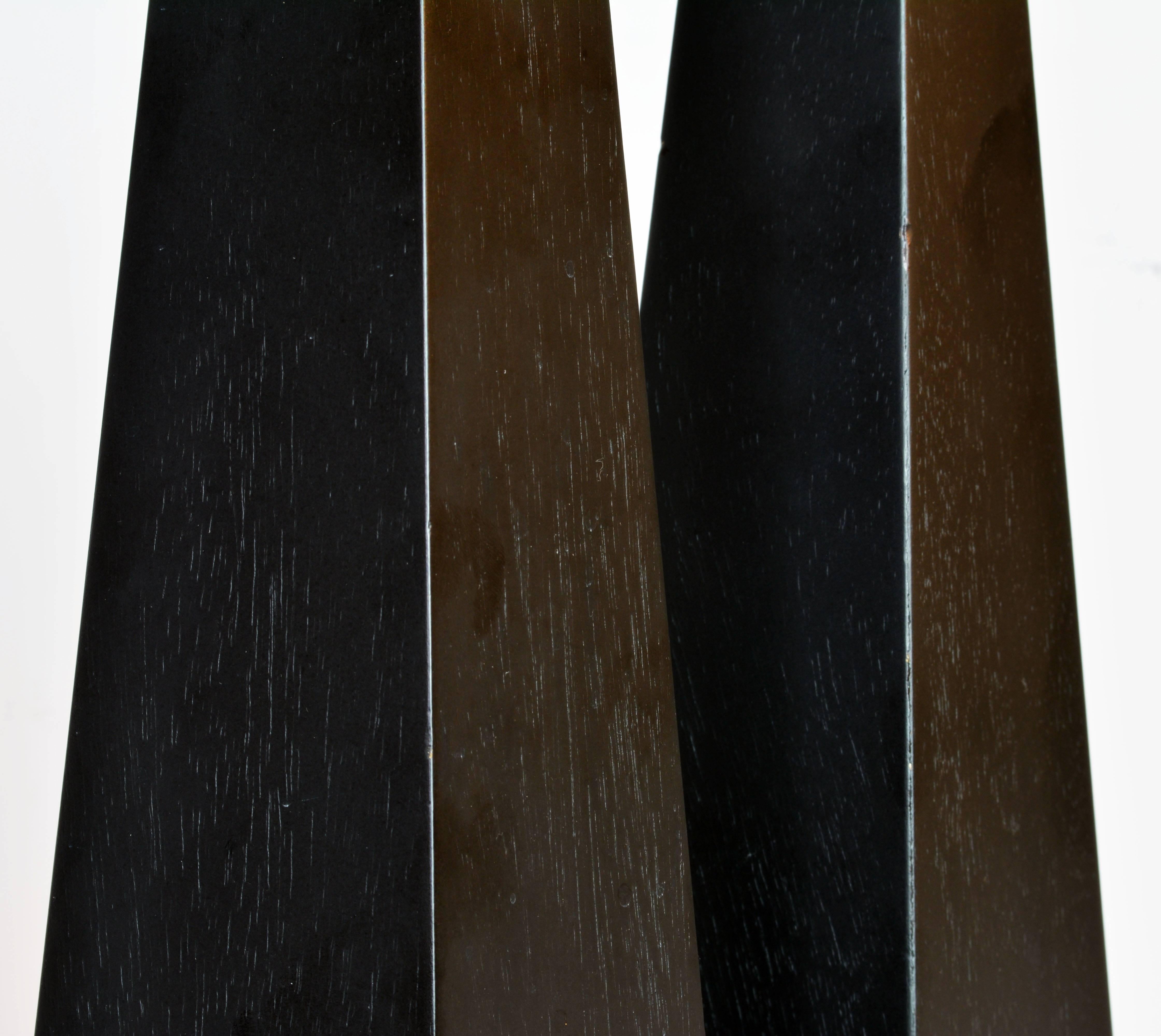 Pair of Chrome and Ebonized Wood Obelisk Lamps by Tommi Parzinger for Stiffel 1